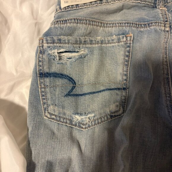 American Eagle Jeans Tomgirl Size 10 Destroyed Button Fly Vintage low Rise - Picture 11 of 12